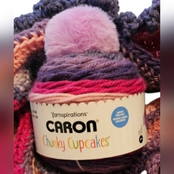 8-way Crochet Scarf Chuncky Cupcakes Blackberry Sorbet Color Winter handmade - Picture 12 of 17